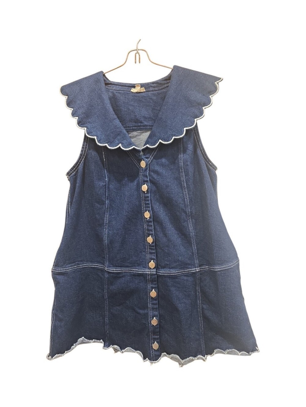 Anthropologie Pilcro Scalloped Denim Buttondown Love Dress MP NWOT Nautical - Picture 5 of 13